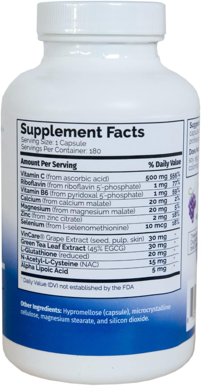 Powerful Nrf2 Activator Vitamin C Antioxidant Supplement - PDI Pro-C (180 caps) for Superior Free-Radical Protection
