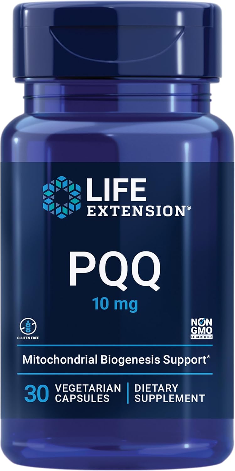 PQQ Capsules 10mg - Supports Mitochondrial Growth, ATP Production - Gluten-Free, Non-GMO, Vegetarian - 30 Capsules