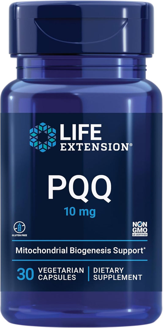 PQQ Capsules 10mg - Supports Mitochondrial Growth, ATP Production - Gluten-Free, Non-GMO, Vegetarian - 30 Capsules