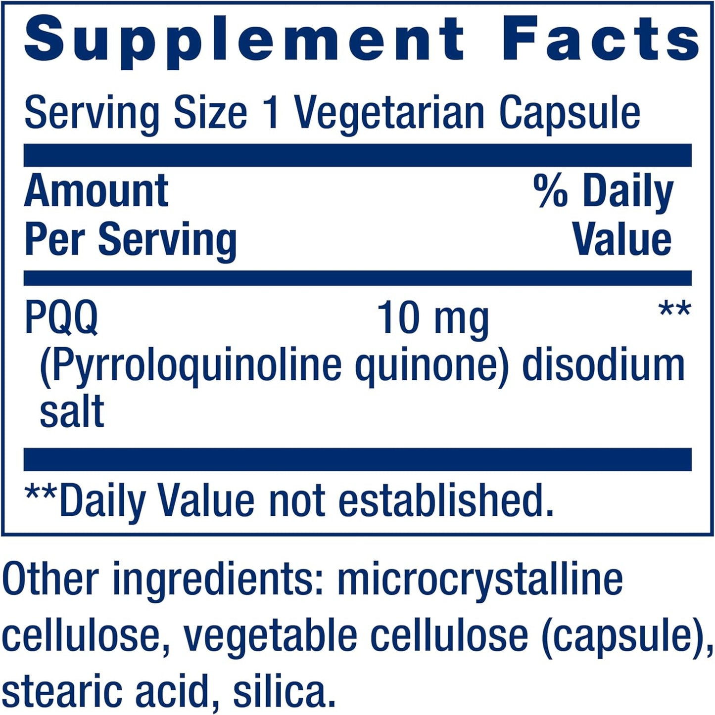 PQQ Capsules 10mg - Supports Mitochondrial Growth, ATP Production - Gluten-Free, Non-GMO, Vegetarian - 30 Capsules
