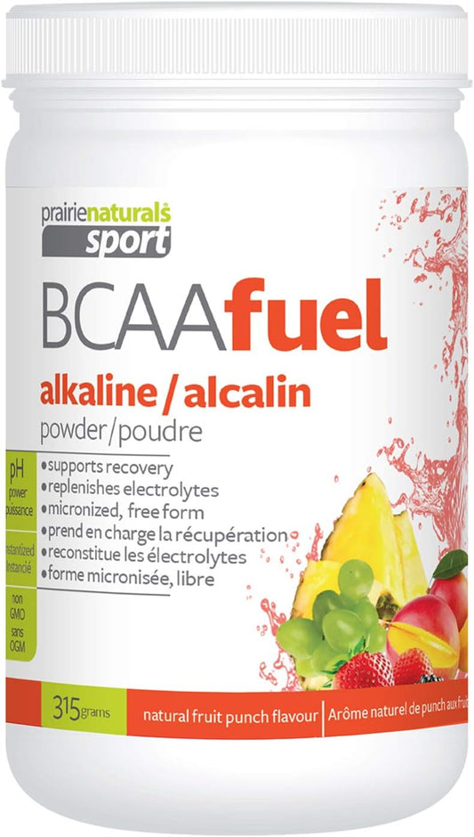 Prairie Naturals BCAA Fuel - Fruit Punch Flavored, 11.2 oz Bottle, pH Balanced Formula for Optimal Performance and Recovery