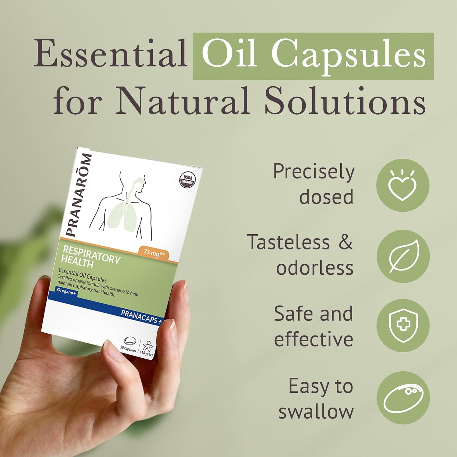 Pranarom Respiratory Health Pranacaps - 30 Count with Oregano & Lemon Essential Oil