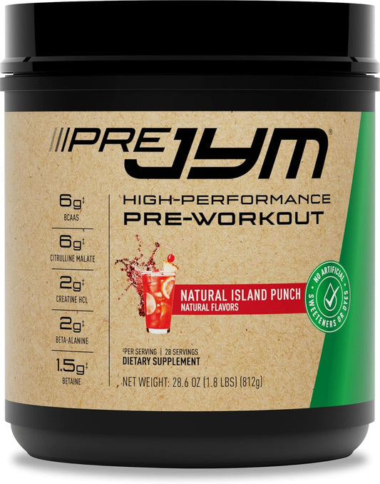 Pre JYM Pre Workout Powder - Island Punch Flavor, 30 Servings with BCAAs, Creatine HCI, Citrulline Malate, Beta-Alanine, Betaine, and More