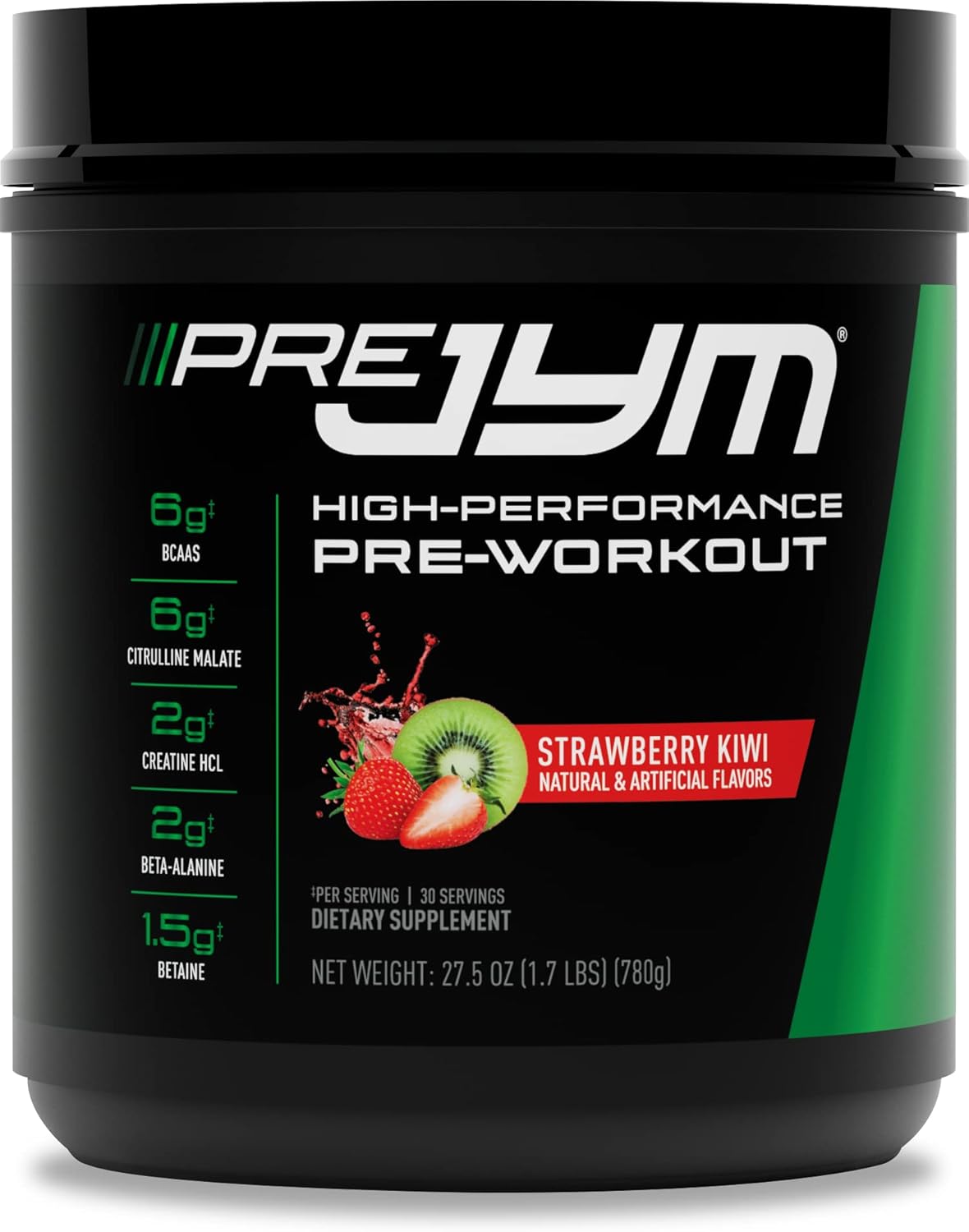 PRE JYM Strawberry Kiwi & Post-Workout Blue Arctic Freeze Combo Pack - BCAA's, Glutamine, Creatine HCL, Beta-Alanine - 30 Servings