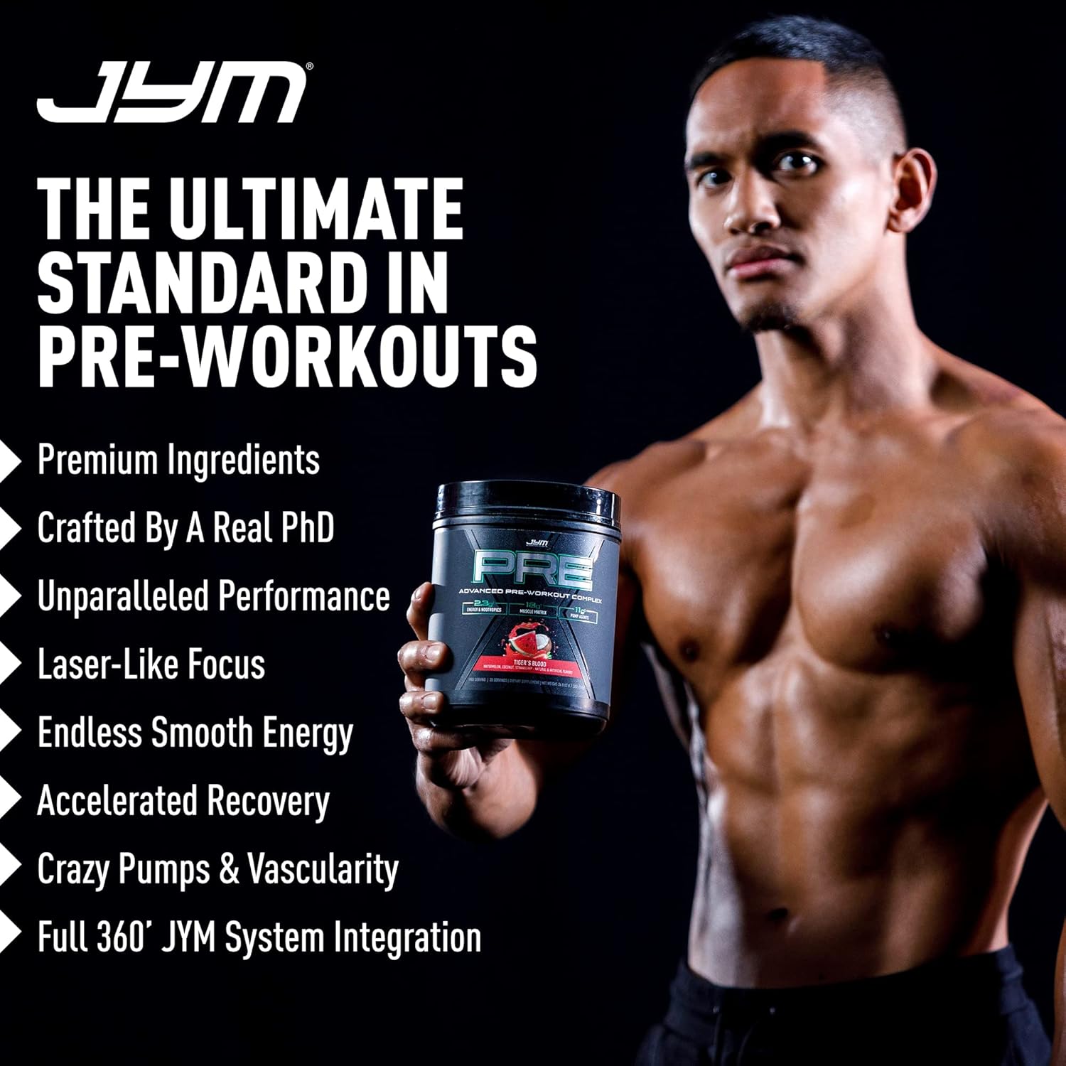 Pre JYM X Tiger’s Blood Pre-Workout Powder for Massive Pumps - Citrulline Nitrate, Dynamine, NO3T Betaine, BCAA’s, Nootropics, Creatine, Beta-Alanine - JYM Supplement Science - 20 Servings