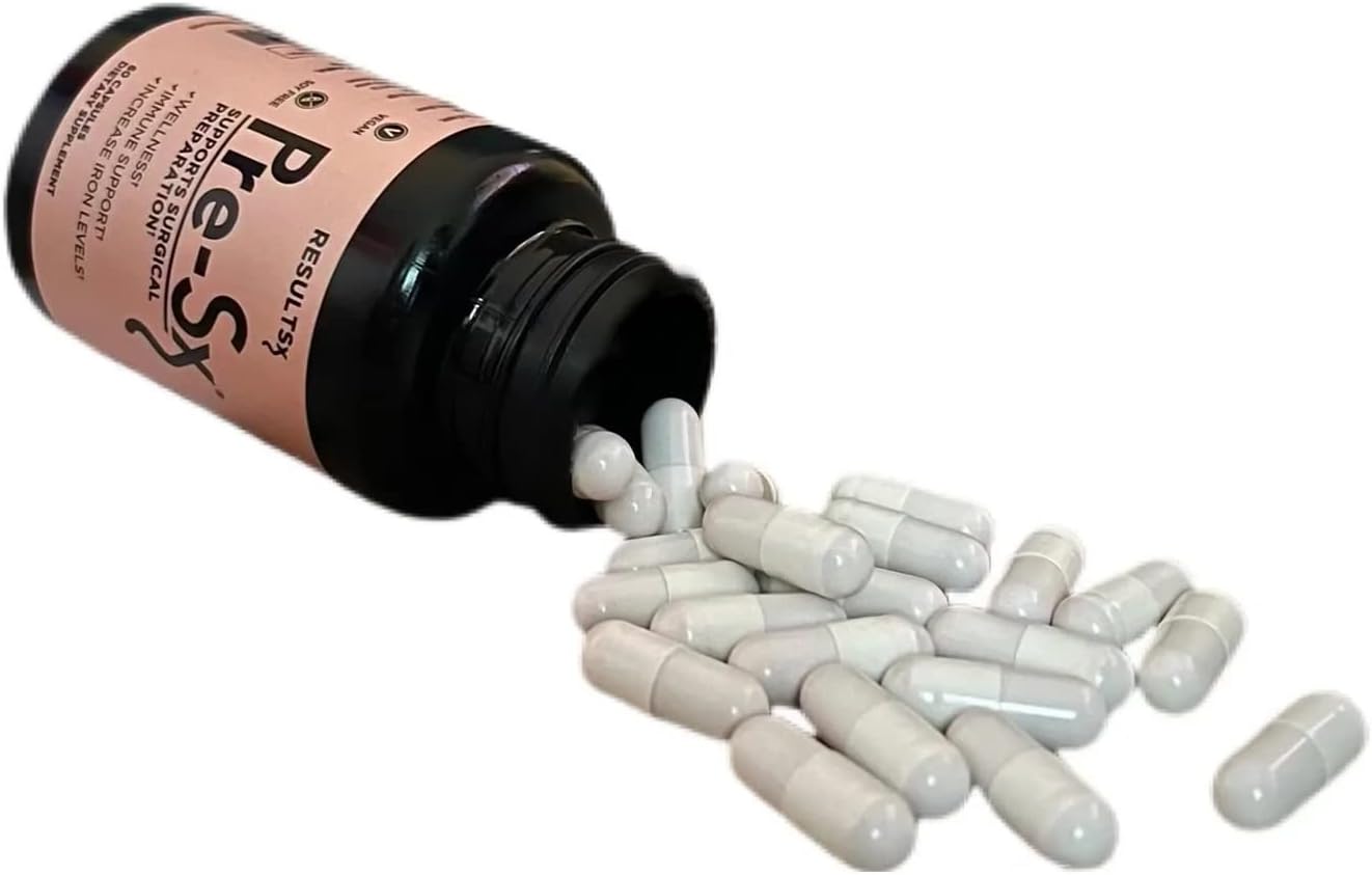 Pre-Sx Surgical Multivitamin with Iron for BBL, Tummy Tuck, Breast, Lipo, Nail & Hair, Skin Care - 60 Capsules