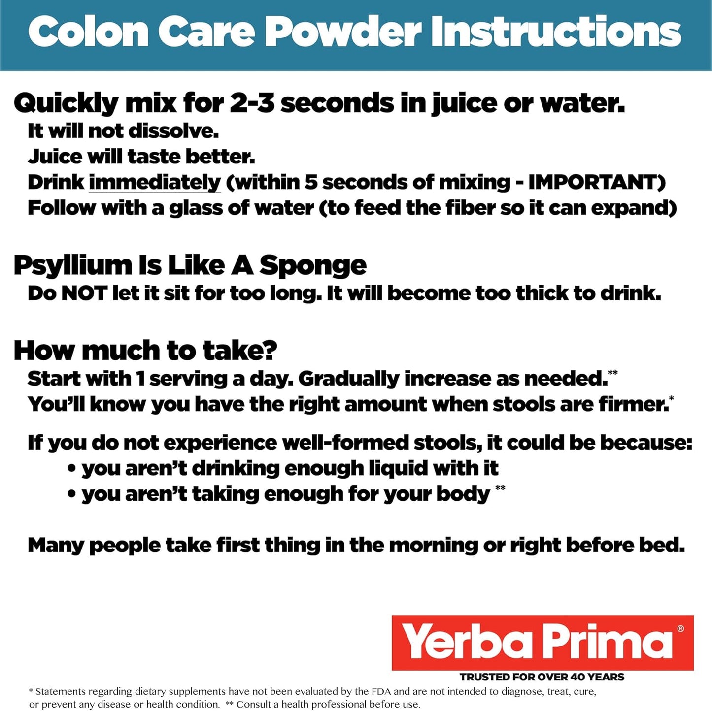 Prebiotic Colon Care Formula with Psyllium Fiber, Magnesium, Selenium - Non-GMO, Gluten Free, Vegan Supplement