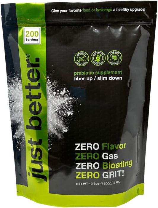 Prebiotic Fiber Supplement Powder for Healthy Digestion | Zero Grit & Taste, No Bloating | Feel Full Faster | Keto-Friendly Vegan | 200 Servings