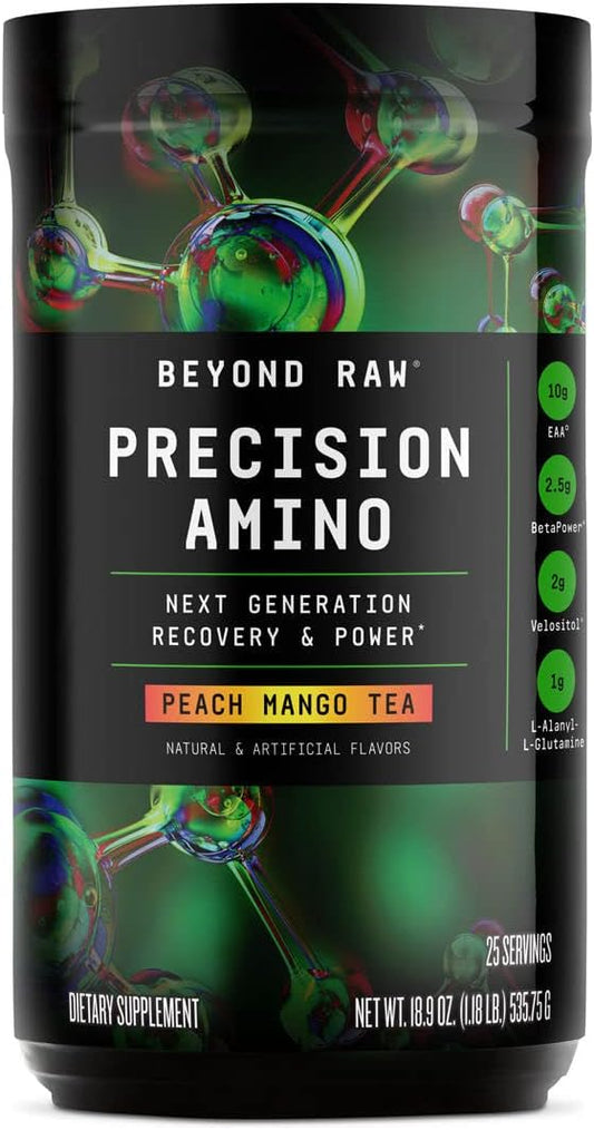 Precision Amino Acid Formula for Recovery & Power | Peach Mango Tea Flavor | Enhances Hydration | 25 Servings