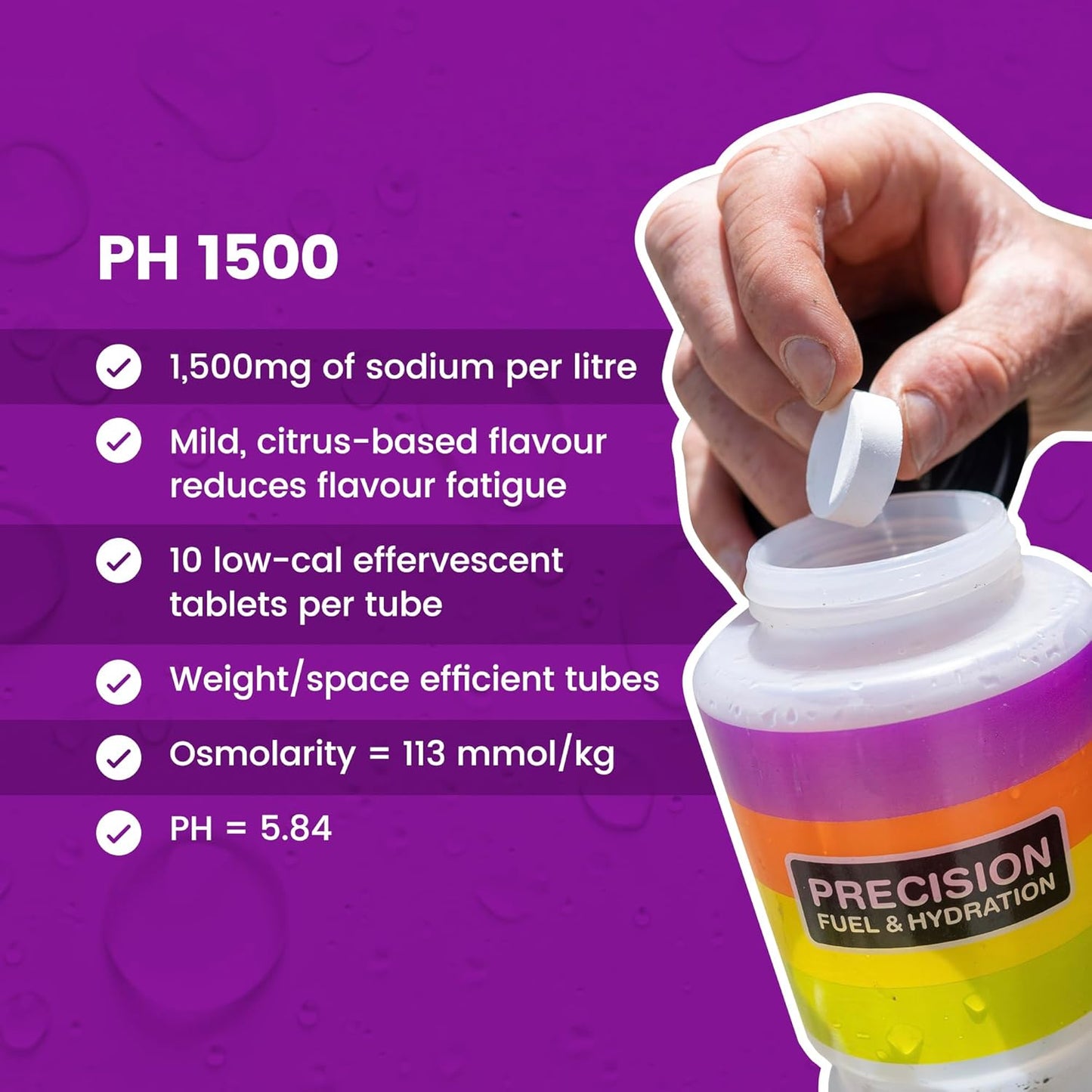 Precision Hydration Electrolyte Drink Tablets - Multi Strength Effervescent Hydration - Prevents Cramps - Low Cal, Gluten Free, Vegan Friendly - 12 Tubes, 1500mg/L