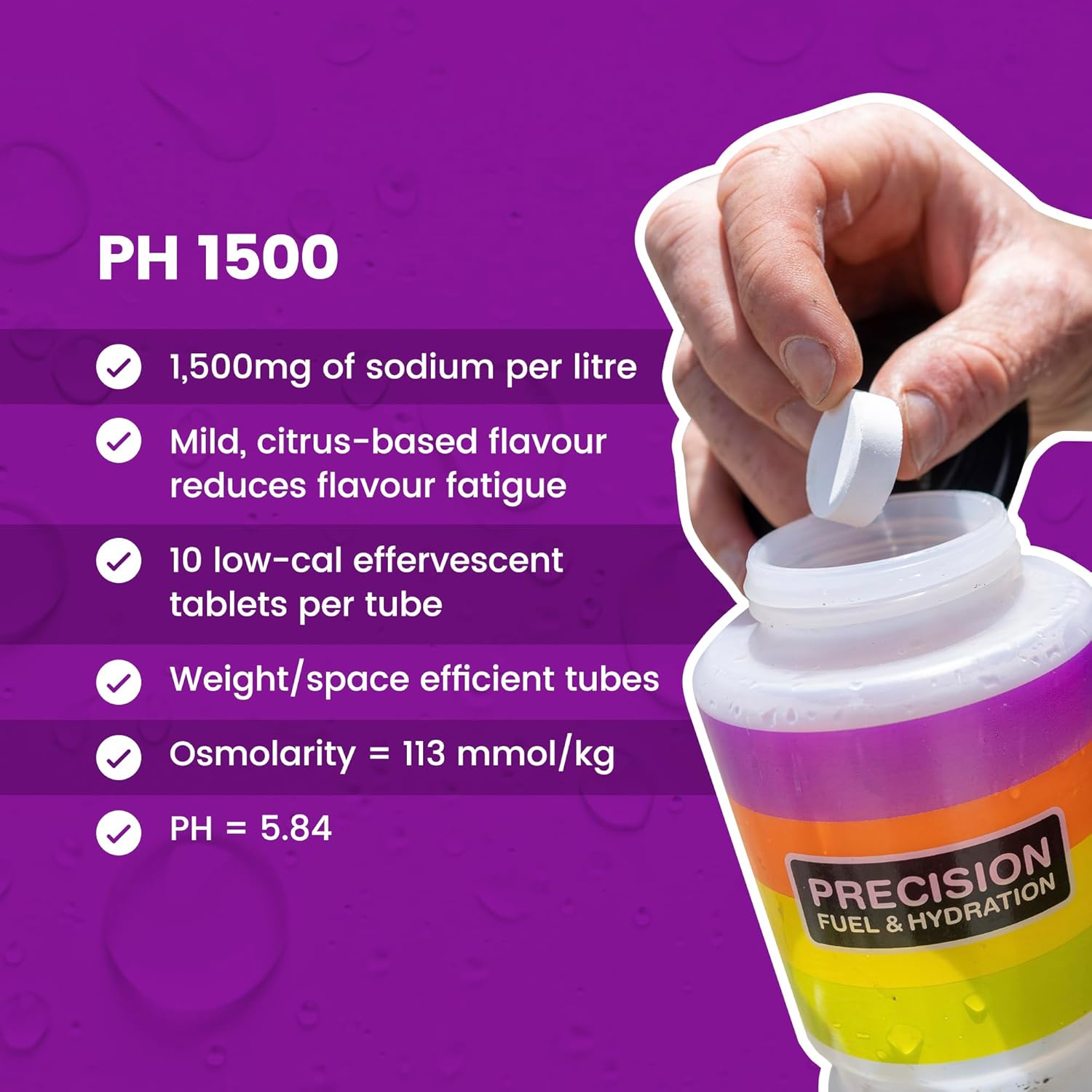 Precision Hydration Electrolyte Drink Tablets - Multi Strength Effervescent Hydration - Prevents Cramps - Low Cal, Gluten Free, Vegan Friendly - 12 Tubes, 1500mg/L