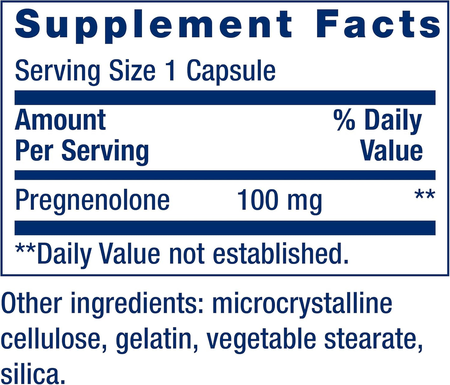 Pregnenolone Supplement for Hormone Balance - 100mg Capsules for Memory, Focus, and Cognitive Health - Gluten-Free, Non-GMO