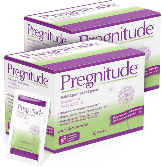 Pregnitude Fertility Support Supplement - Promotes Regular Ovulation and Menstrual Cycles - 60 Day Supply - 120 Packets