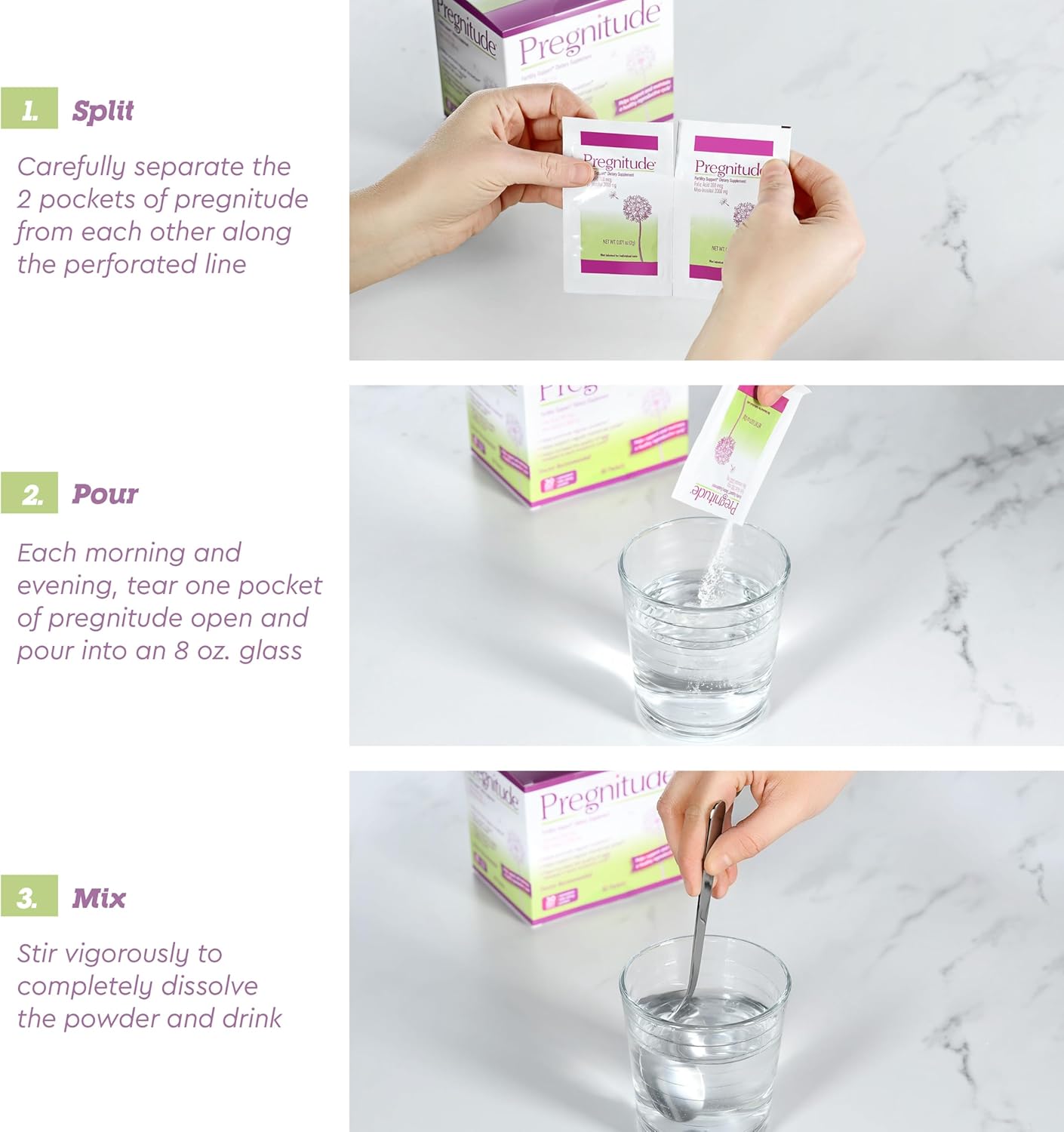 Pregnitude Fertility Support Supplement - Promotes Regular Ovulation and Menstrual Cycles - 60 Day Supply - 120 Packets