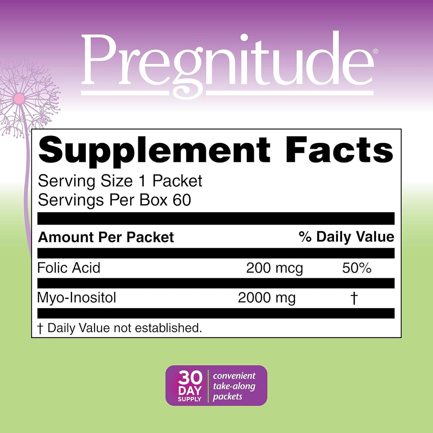 Pregnitude Fertility Support Supplement - Promotes Regular Ovulation and Menstrual Cycles - 60 Day Supply - 120 Packets