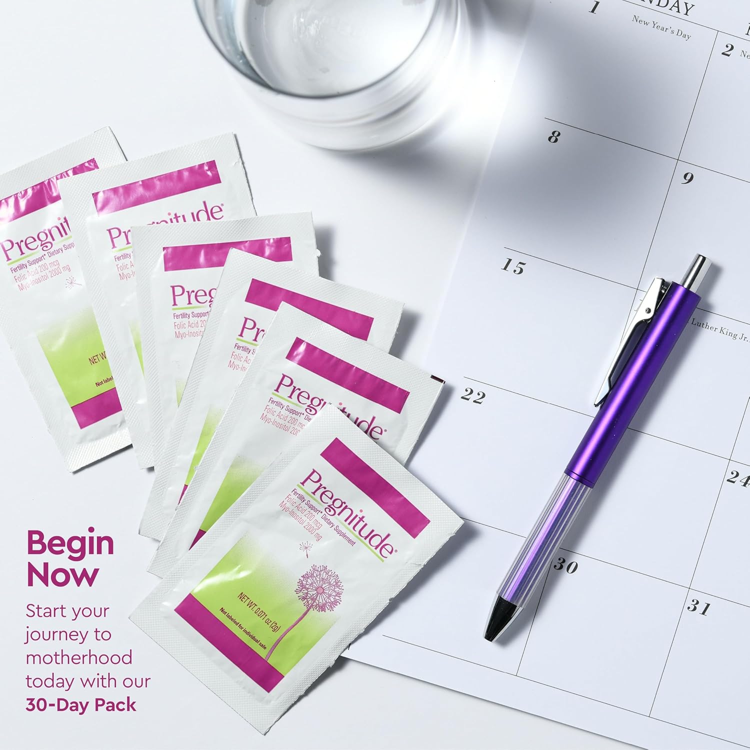 Pregnitude Fertility Support Supplement - Promotes Regular Ovulation and Menstrual Cycles - 60 Day Supply - 120 Packets