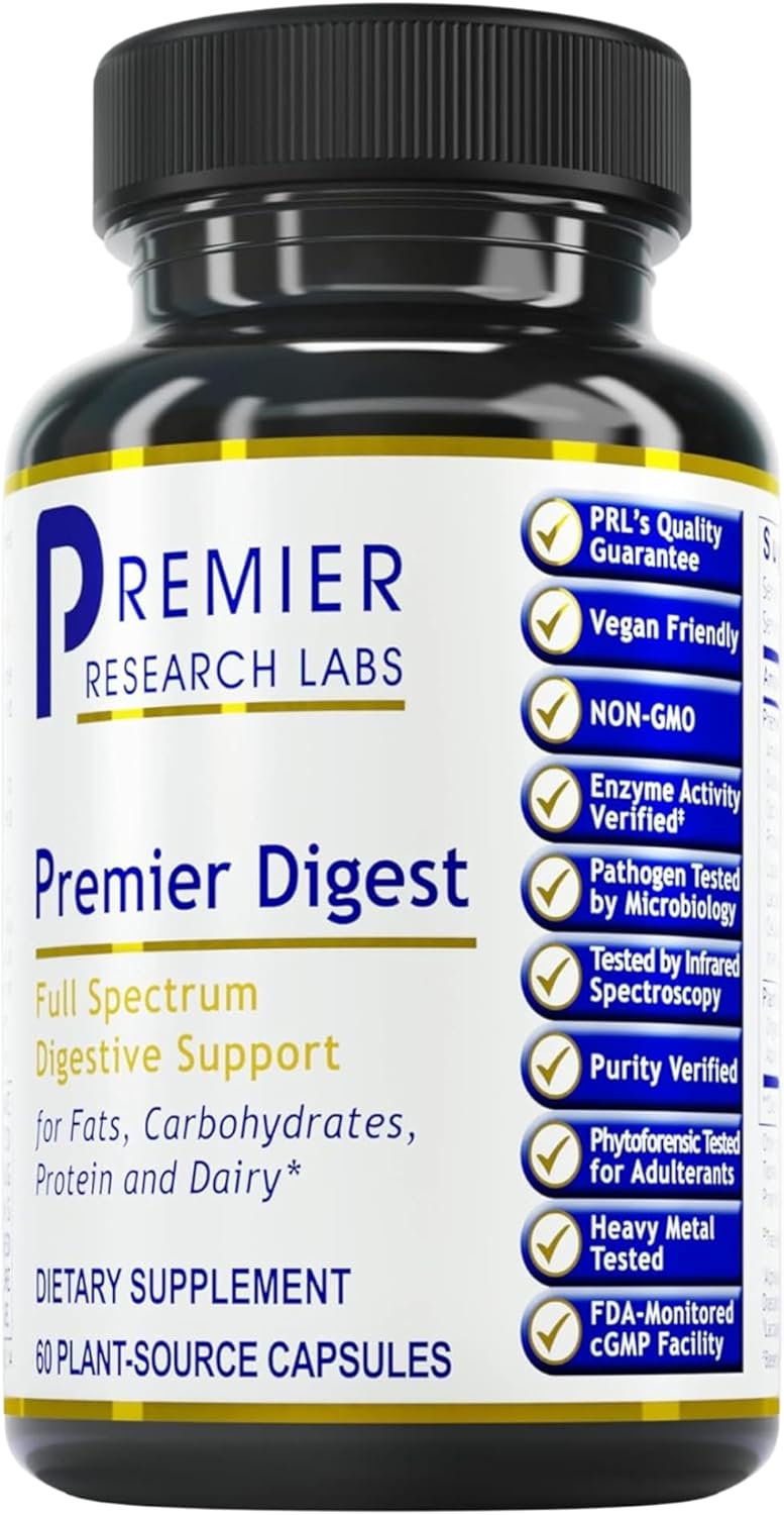 Premier Research Labs: Full-Spectrum Digestive Enzymes with Probiotic and Prebiotics, 60 Plant-Sourced Capsules