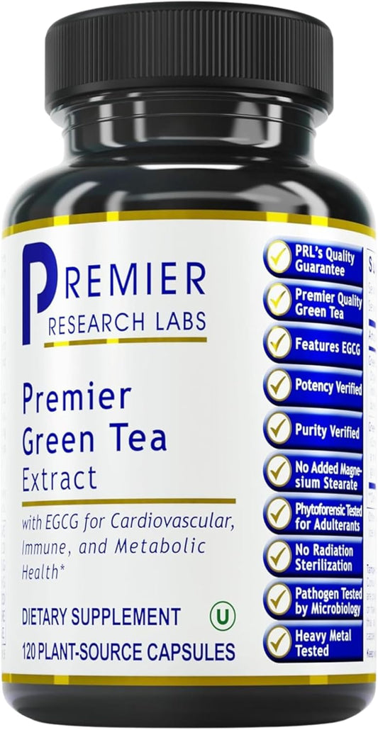 Premier Research Labs Green Tea Extract Capsules - ECGC, Camellia Sinensis, Vegan - 120 Vegetarian Pills