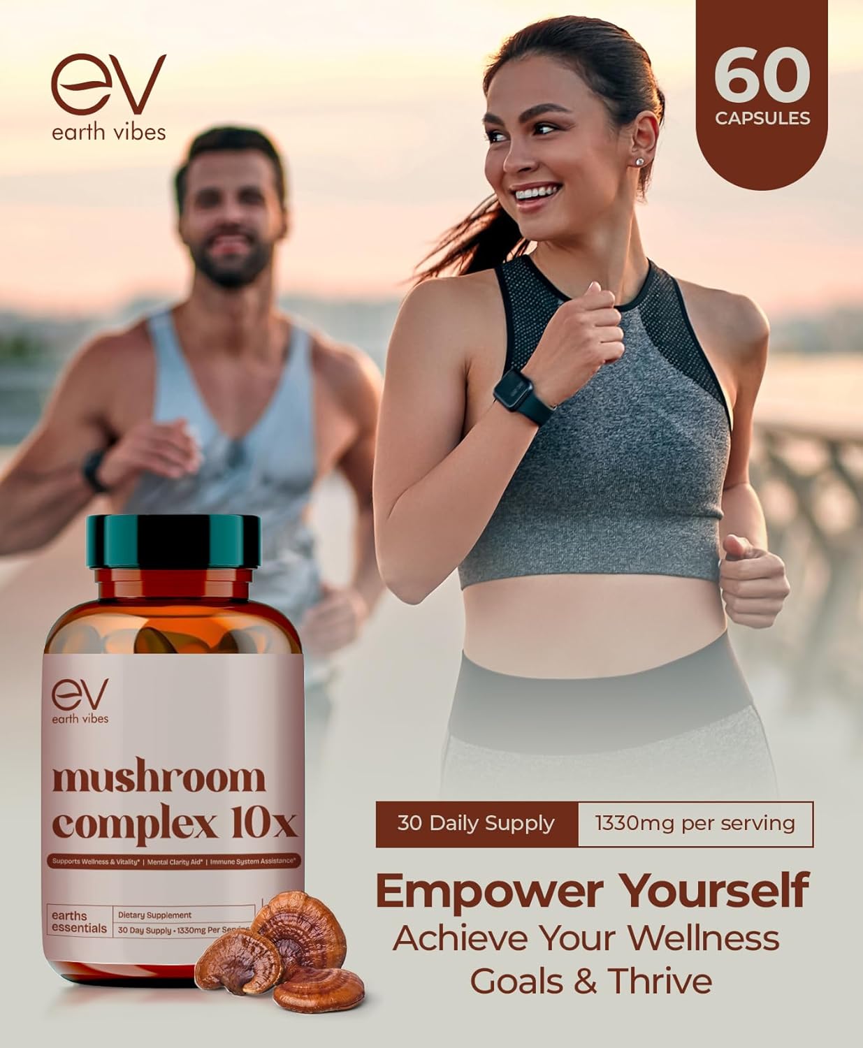 Premium 10-in-1 Mushroom Complex Capsules for Immune & Cognitive Health - 60 Vegan Caps | Boost Energy, Memory & Focus with Lion's Mane, Cordyceps, Reishi & Chaga | Non-GMO