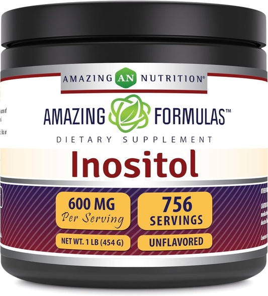 Premium 1000mg Inositol Tablets for Reproductive Health, Stress Reduction, Healthy Mood, Circulation, and Liver Function - Non-GMO and Gluten Free - 1lb Powder