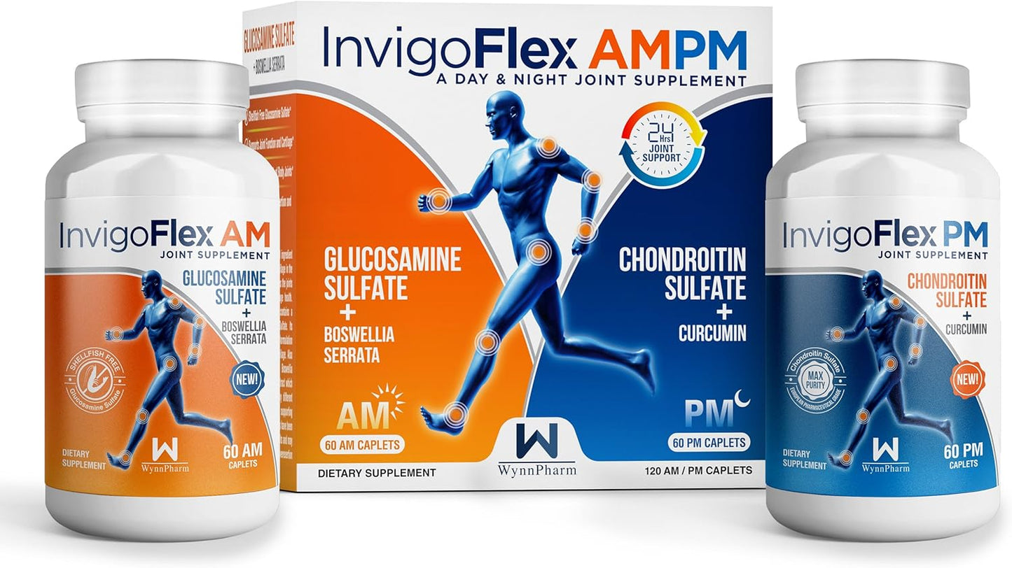 Premium 24-Hour Joint Supplement with Glucosamine, Chondroitin, Turmeric, and Boswellia Serrata - Non GMO for Knees, Hands, Back, and Hips