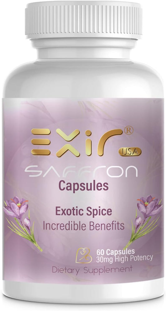 Premium 30mg Saffron Supplements for Focus, Eye Health, and Mood Support - Made in USA - Non-GMO - 60 Capsules for Women & Men
