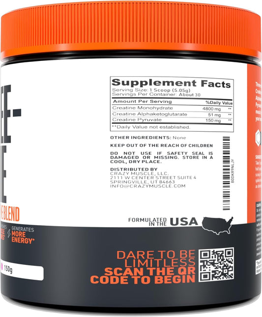 Premium 3X ThreeAtine Pre Workout Mass Gainer Powder for Optimum Performance, 5000mg Creatine Monohydrate - Easy Absorption, 30 Servings