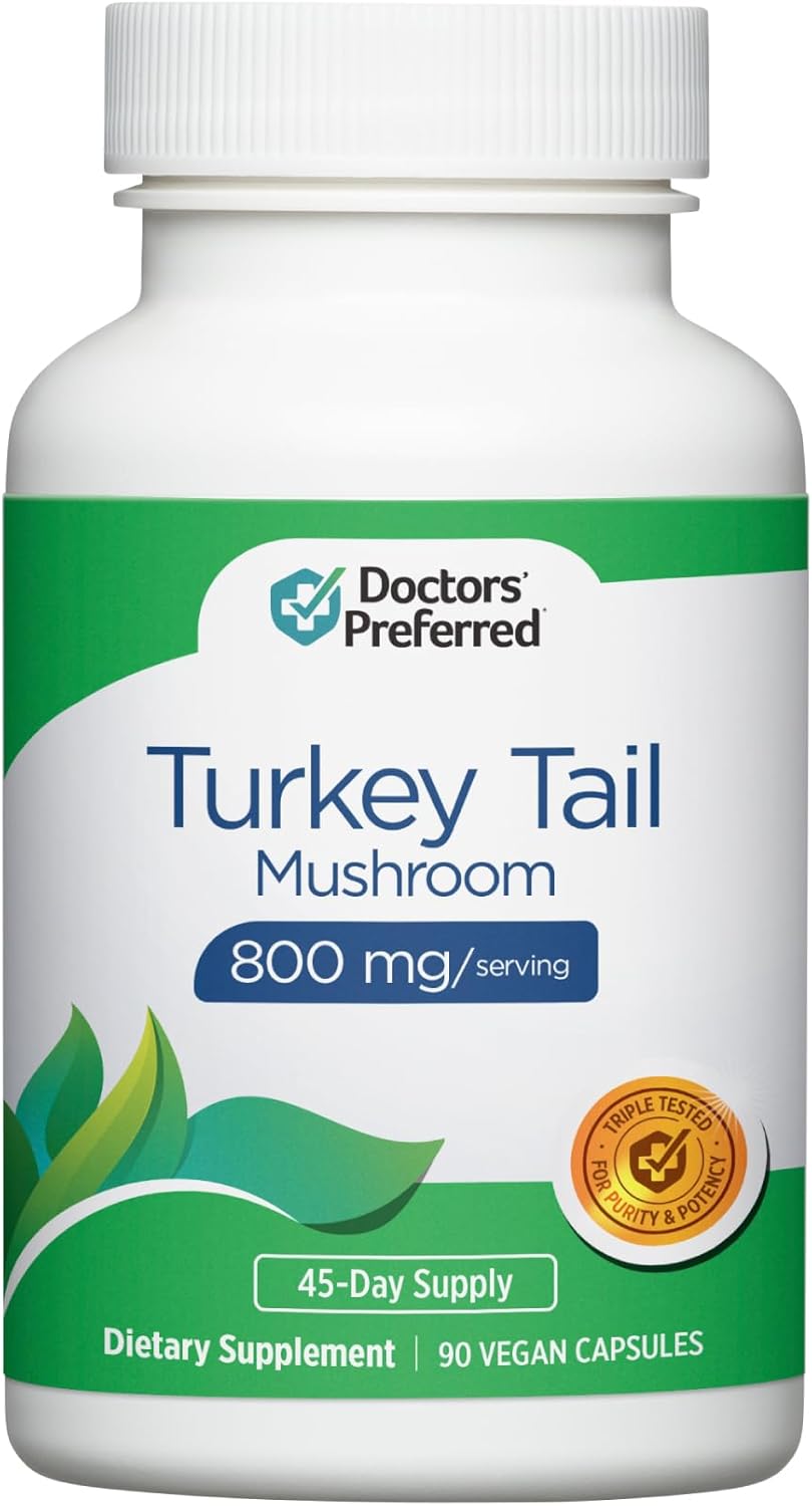 Premium 800 MG Turkey Tail Mushroom Supplement - 90 Vegan Capsules, Recommended by Doctors