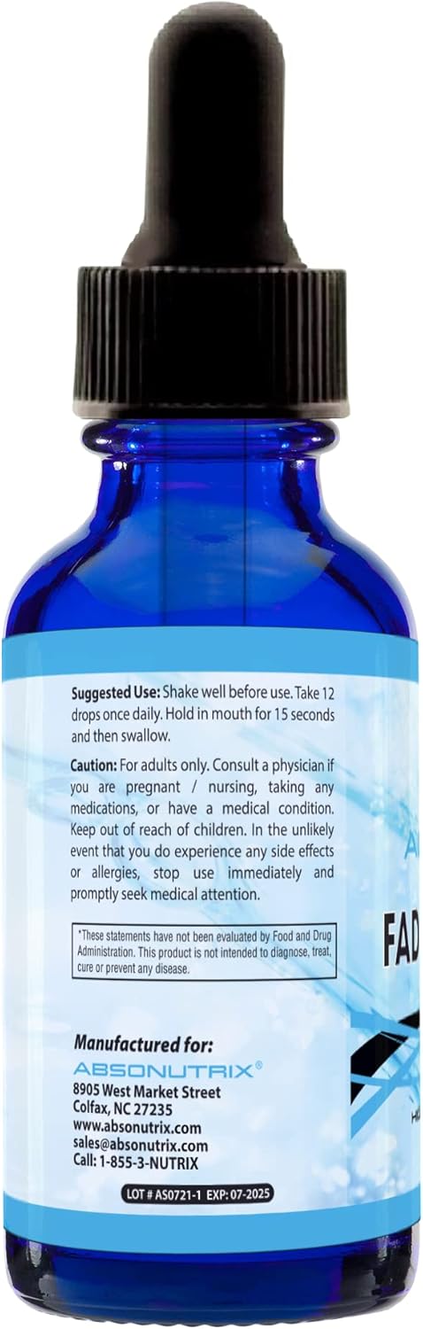 Premium Absonutrix Fadogia Agrestis Drops 590mg - 4 Oz Bottle - 200 Servings - Made in USA - Quick Absorption - Quality Ingredients - Non-GMO - GMP Certified