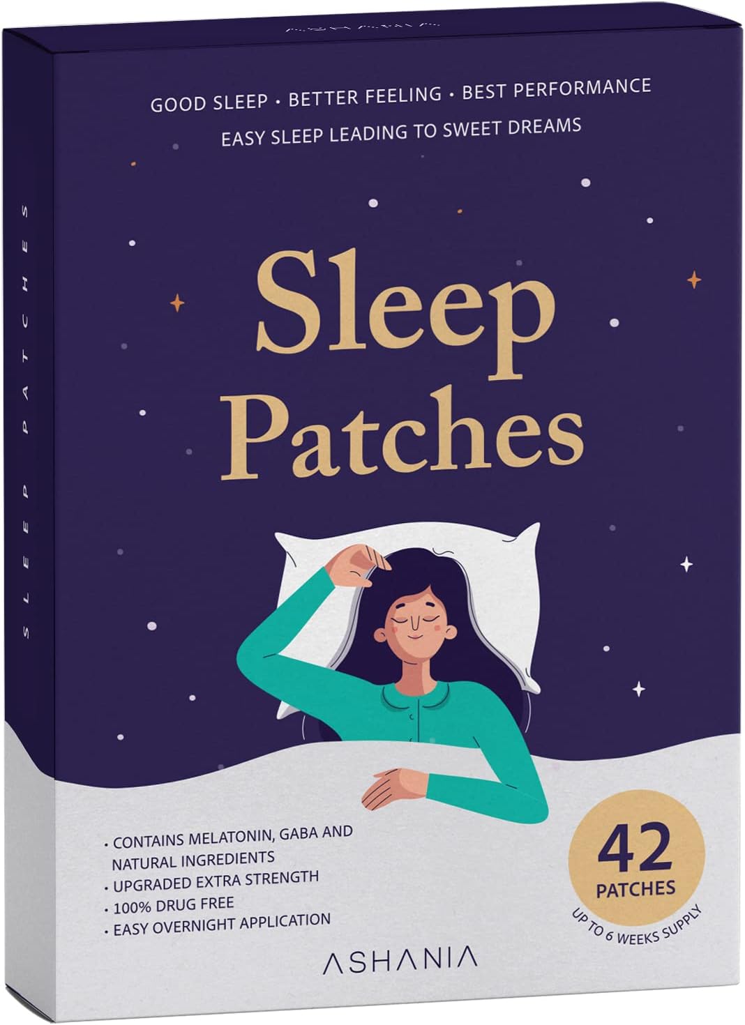 Premium Adult Sleep Patches with Upgraded Ingredients - 42 Patches for Easy & Comfortable Use