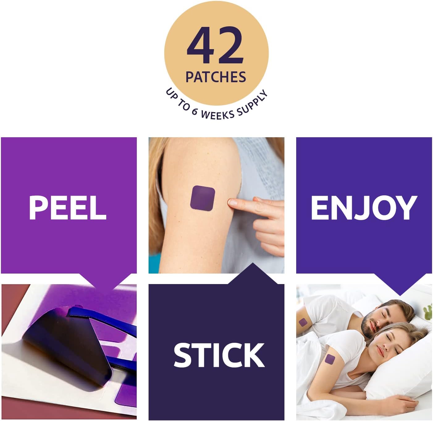 Premium Adult Sleep Patches with Upgraded Ingredients - 42 Patches for Easy & Comfortable Use