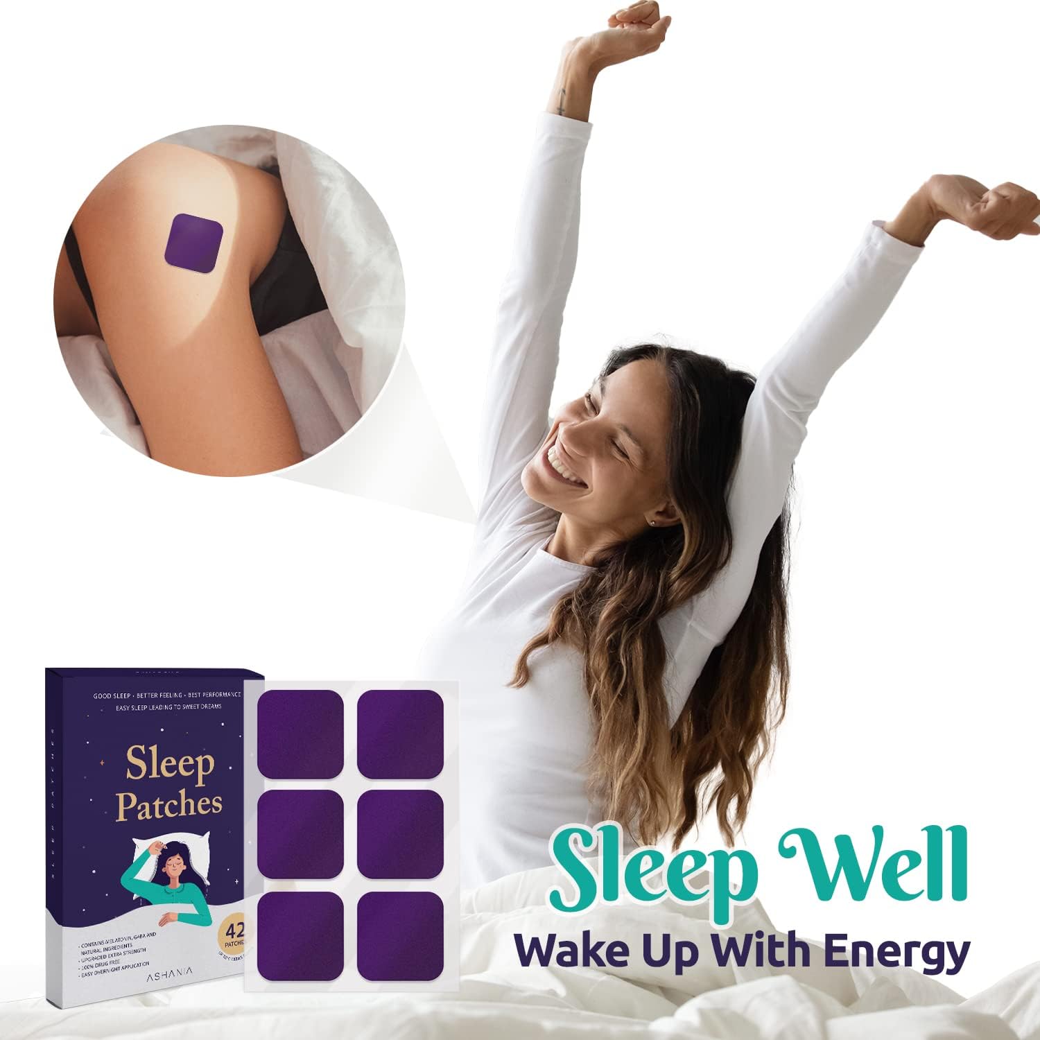 Premium Adult Sleep Patches with Upgraded Ingredients - 42 Patches for Easy & Comfortable Use