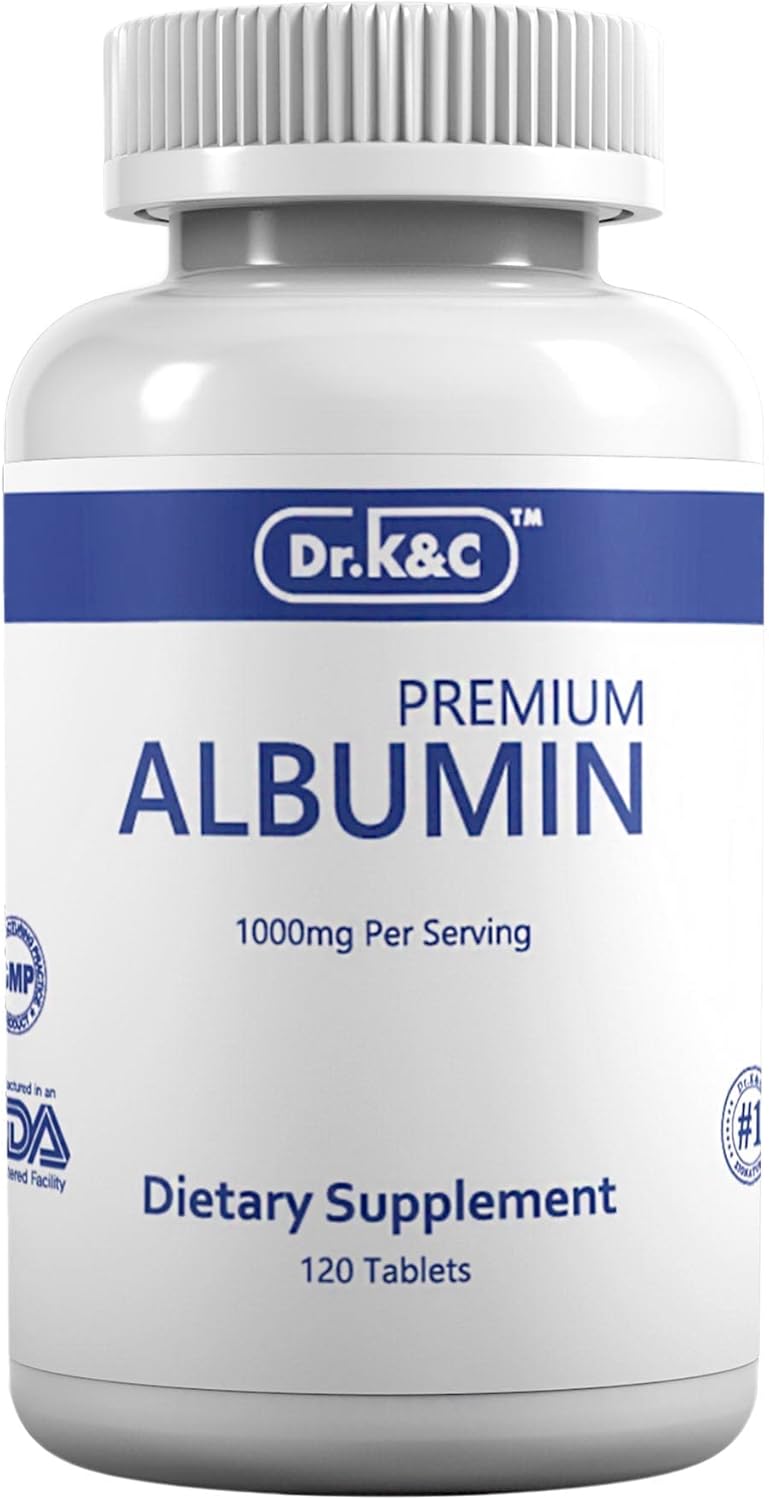 Premium Albumin Protein Supplement 1000mg - 120 Tablets for Healthy Kidney & Liver, General Wellness, Energy Support - Dr.K&C Life Balance Formula