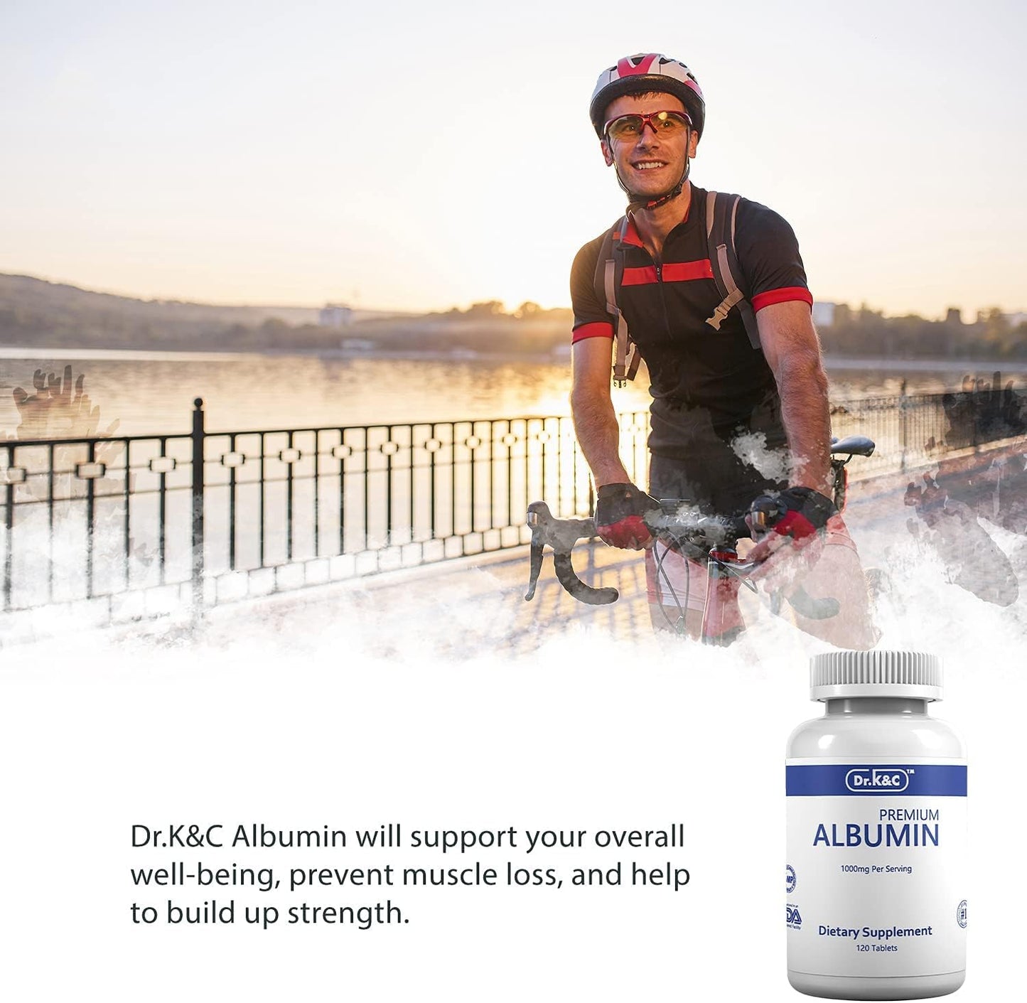 Premium Albumin Protein Supplement 1000mg - 120 Tablets for Healthy Kidney & Liver, General Wellness, Energy Support - Dr.K&C Life Balance Formula