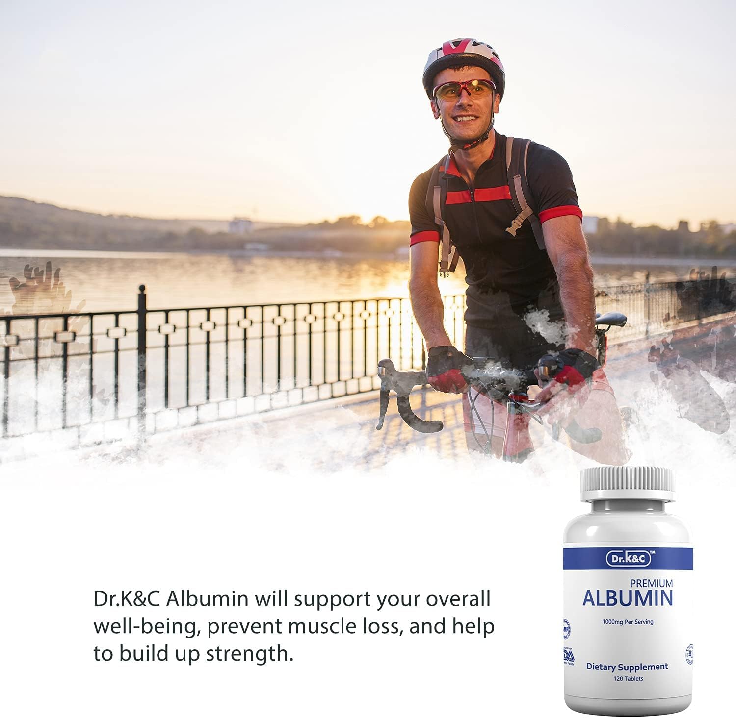 Premium Albumin Protein Supplement 1000mg - 120 Tablets for Healthy Kidney & Liver, General Wellness, Energy Support - Dr.K&C Life Balance Formula