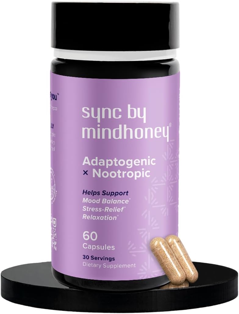 Premium All-in-One 60-Count Adaptogenic Supplement for Relaxation and Stress Relief with Magnesium, Ashwagandha, Nootropics, Adaptogens, Minerals, and Vitamins by MindHoney