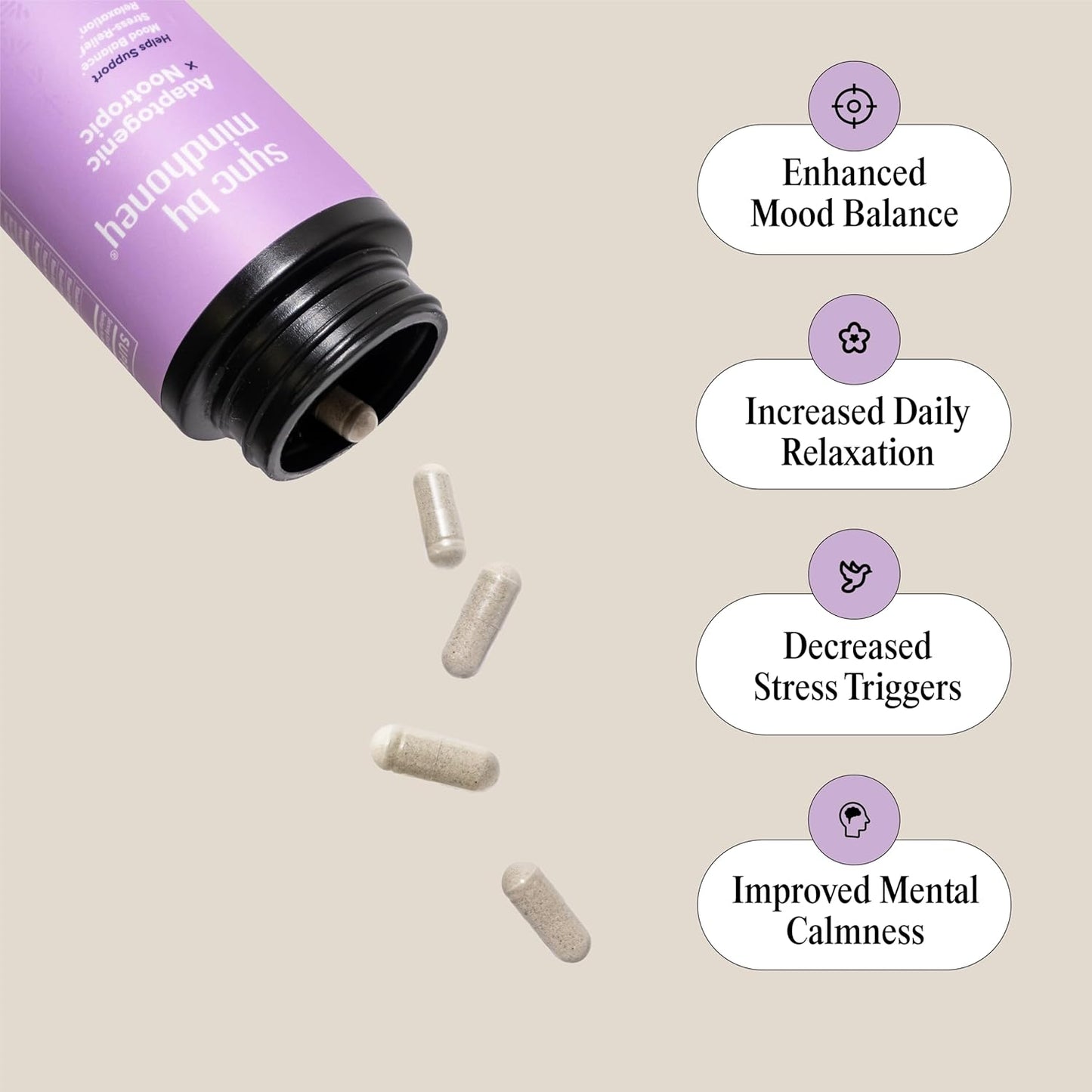 Premium All-in-One 60-Count Adaptogenic Supplement for Relaxation and Stress Relief with Magnesium, Ashwagandha, Nootropics, Adaptogens, Minerals, and Vitamins by MindHoney