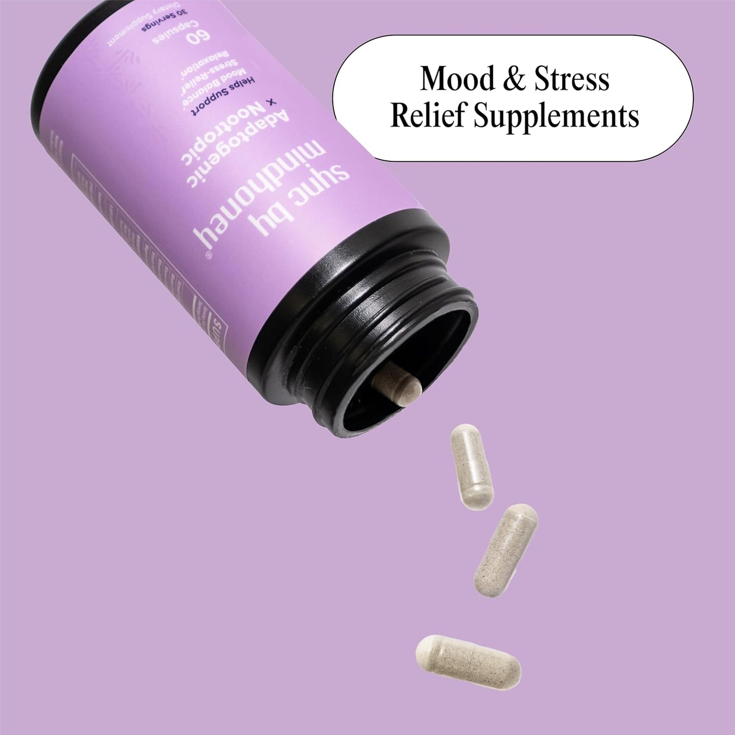 Premium All-in-One 60-Count Adaptogenic Supplement for Relaxation and Stress Relief with Magnesium, Ashwagandha, Nootropics, Adaptogens, Minerals, and Vitamins by MindHoney