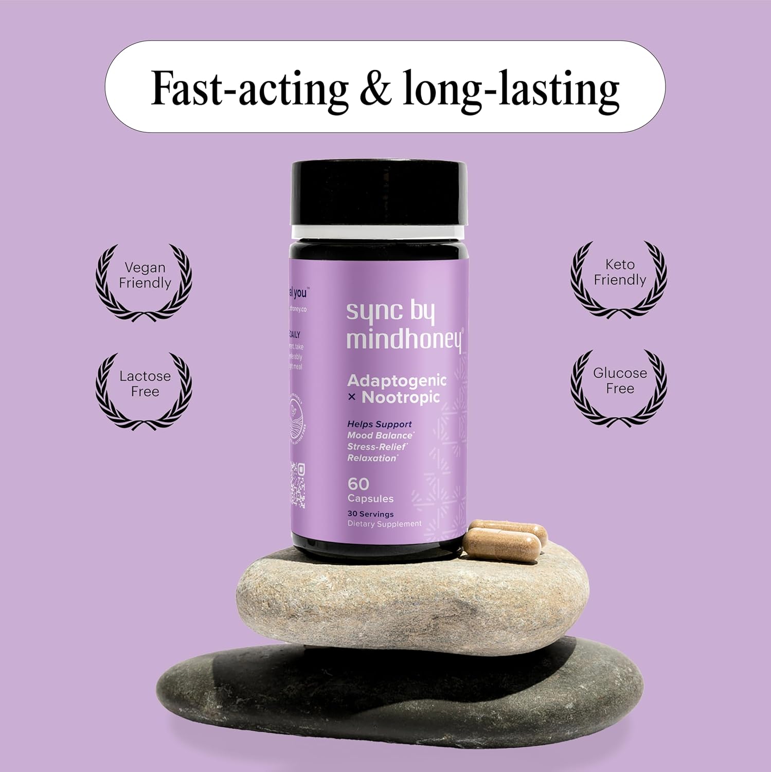 Premium All-in-One 60-Count Adaptogenic Supplement for Relaxation and Stress Relief with Magnesium, Ashwagandha, Nootropics, Adaptogens, Minerals, and Vitamins by MindHoney