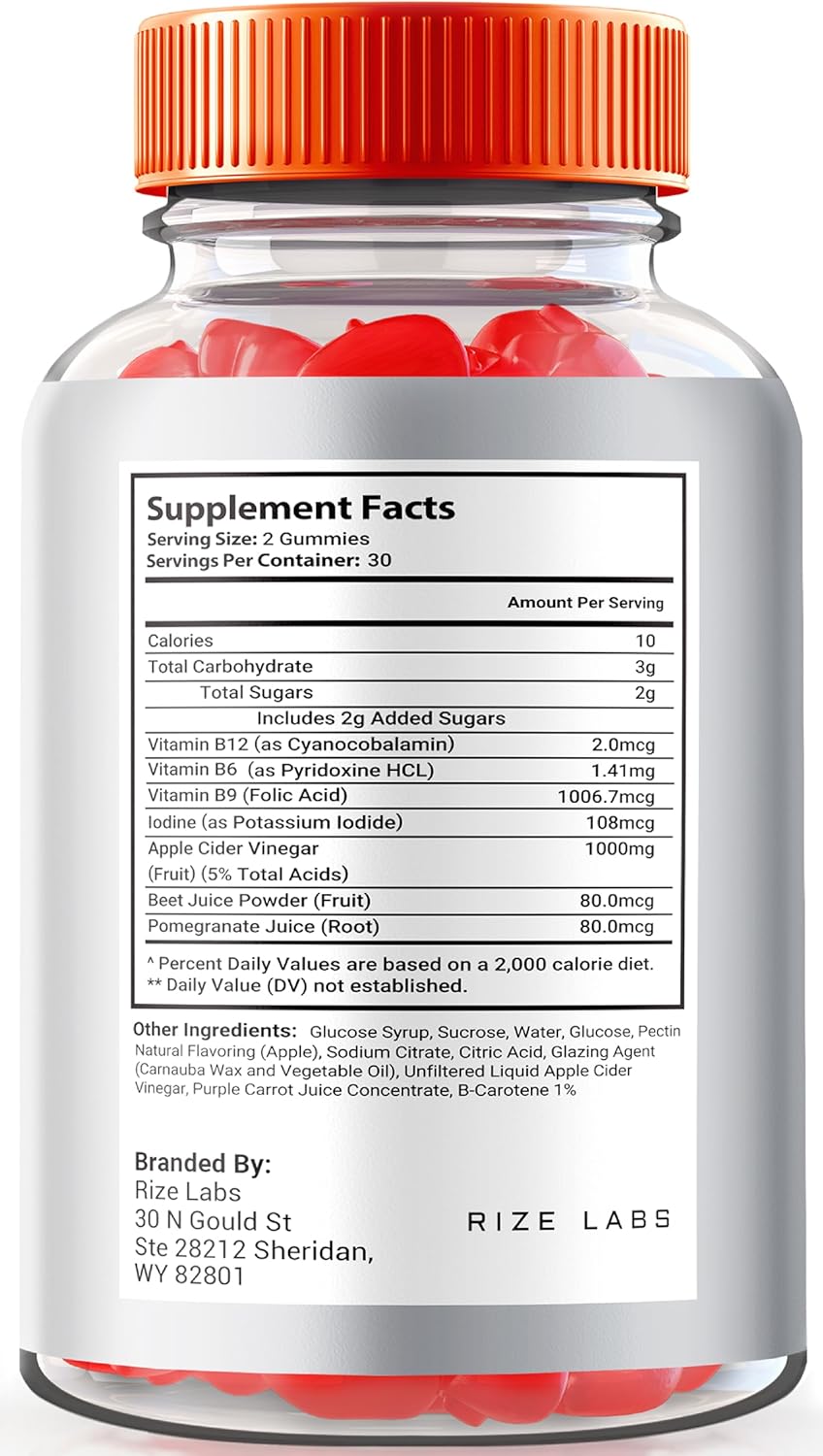 Premium All-Natural Apple Cider Vinegar Gummies for Advanced Weight Loss - 180 Gummies by Rize Labs