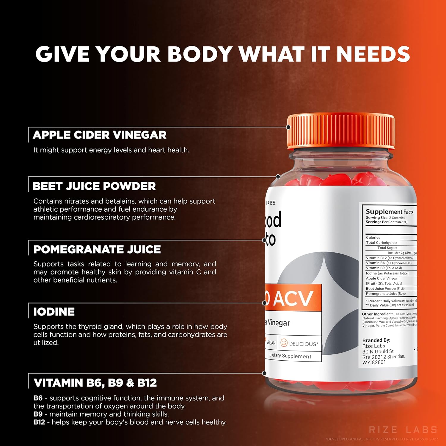 Premium All-Natural Apple Cider Vinegar Gummies for Advanced Weight Loss - 180 Gummies by Rize Labs