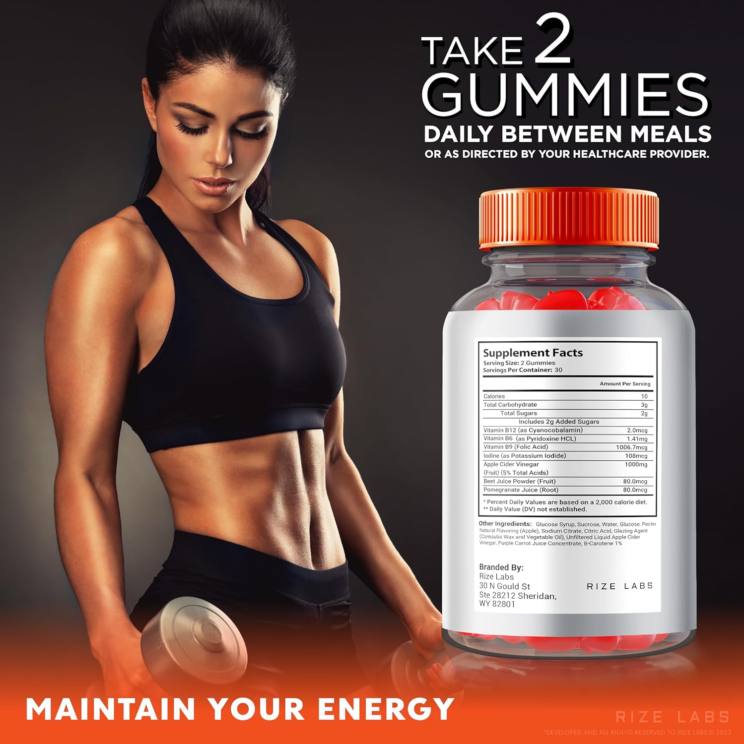 Premium All-Natural Apple Cider Vinegar Gummies for Advanced Weight Loss - 180 Gummies by Rize Labs