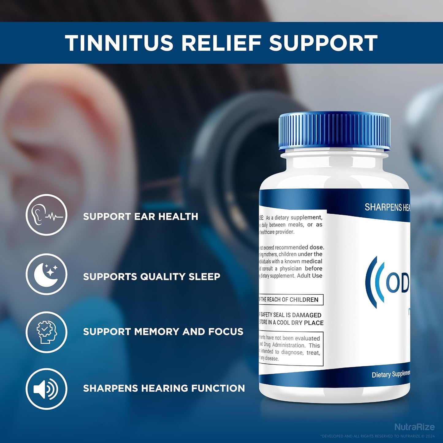 Premium All-Natural Ear Health Formula Capsules for Inner Ear Protection - Official Hearing Support Supplement with Odi Flex Reviews (60 Capsules)