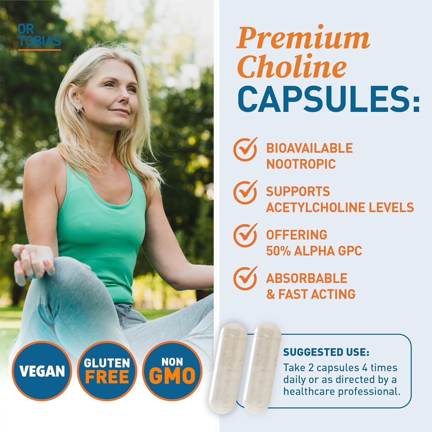 Premium Alpha GPC & Joint Support Supplement for Cognitive Function & Joint Health - Bioavailable Choline with Glucosamine, Chondroitin, MSM - Non-GMO