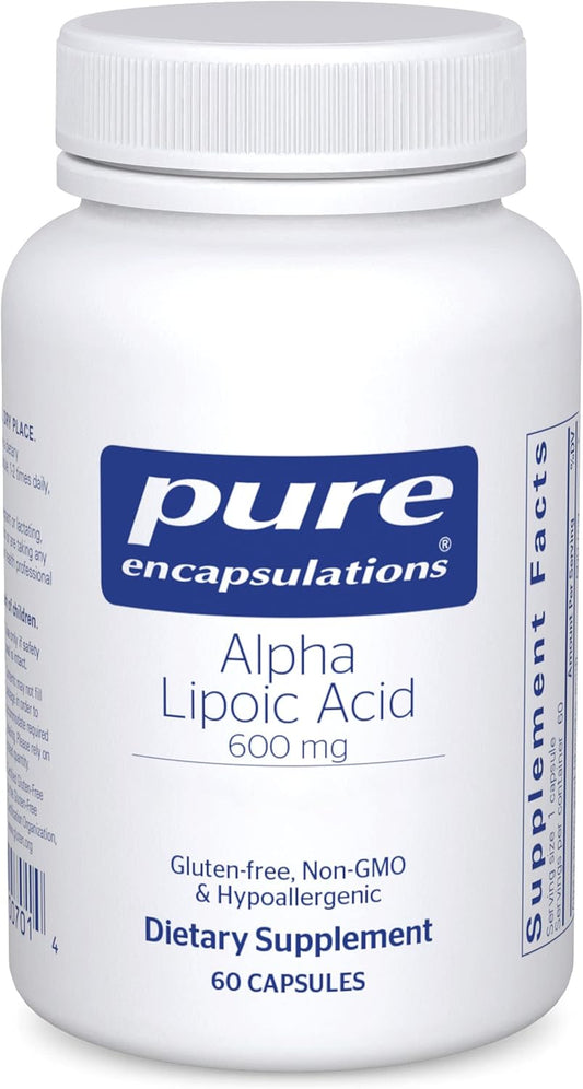 Premium Alpha Lipoic Acid 600mg Capsules - Liver, Antioxidant, Nerve, Cardio & Carb Support - Pure Encapsulations