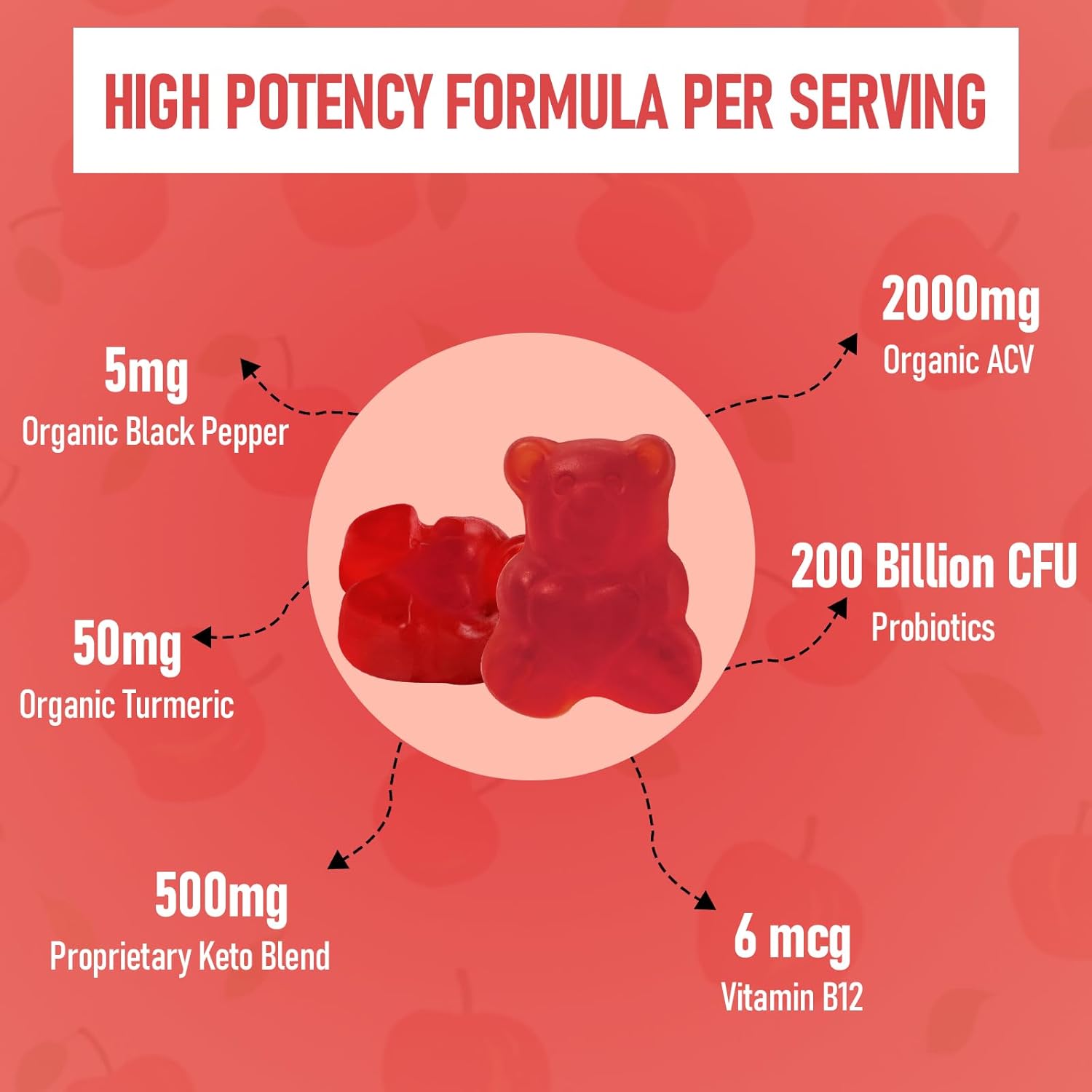 Premium Apple Cider Vinegar Gummies with Probiotics, B12, and Keto Support - 2000mg Max Strength for Digestion, Metabolism, Detox, Gut & Immune Health - Non-GMO, Gelatin-Free - 120 Keto ACV Gummies
