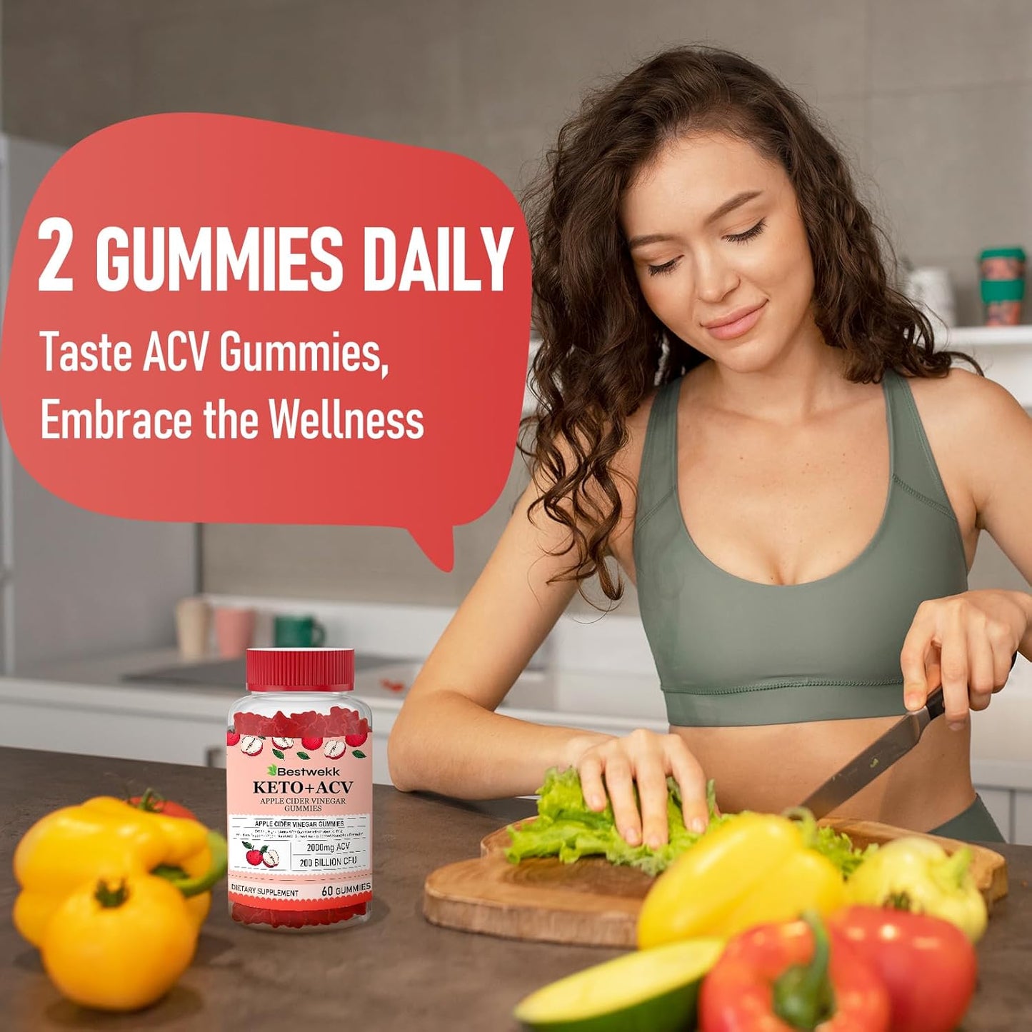 Premium Apple Cider Vinegar Gummies with Probiotics, B12, and Keto Support - 2000mg Max Strength for Digestion, Metabolism, Detox, Gut & Immune Health - Non-GMO, Gelatin-Free - 120 Keto ACV Gummies