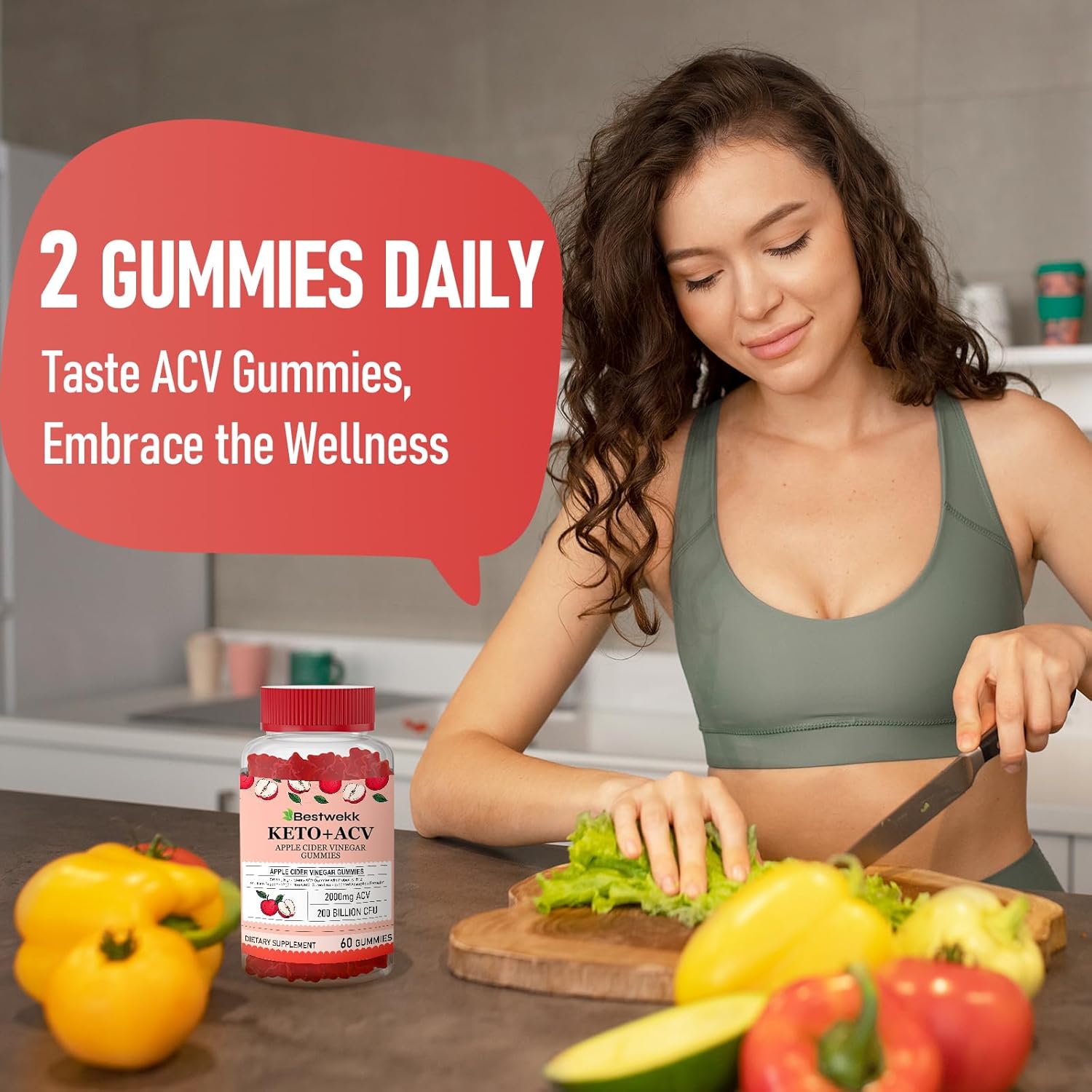 Premium Apple Cider Vinegar Gummies with Probiotics, B12, and Keto Support - 2000mg Max Strength for Digestion, Metabolism, Detox, Gut & Immune Health - Non-GMO, Gelatin-Free - 120 Keto ACV Gummies