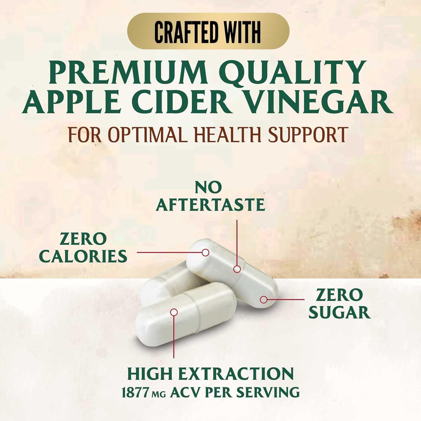 Premium Apple Cider Vinegar Pills with Vitamin D3 & Zinc - 1877mg per serving - Supports Detox, Cleanse, Joint Health, Immunity, and Digestion - Gluten Free - 60 Capsules