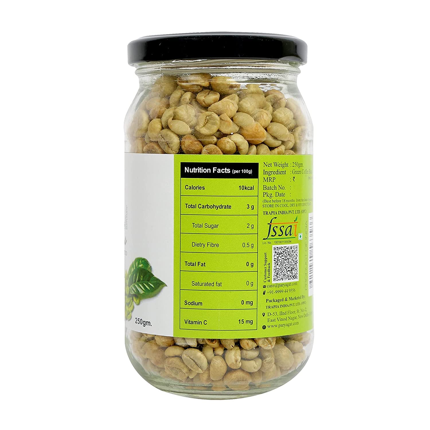 Premium Arabica Green Coffee Beans - 100% Pure & Unroasted, Fresh & Delicious, Boosts Metabolism, Builds Strength & Endurance, Ideal for Weight Loss - 250 Gm Pack